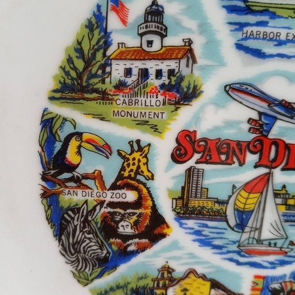 Vintage Collector Plate San Diego Trinket Dish Made in Korea Souvenir 9" x 9" - Picture 9 of 10